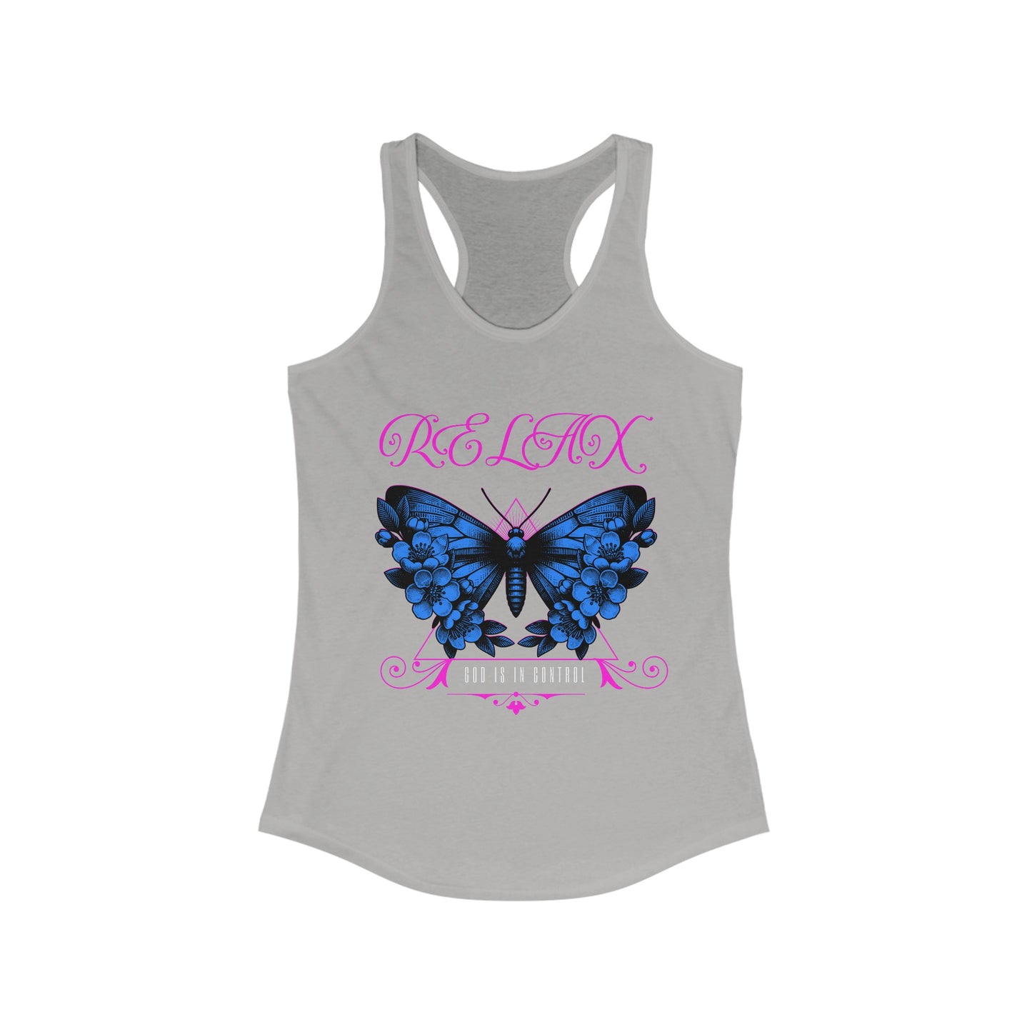 Women's Racerback Tank-Relax God is in Control