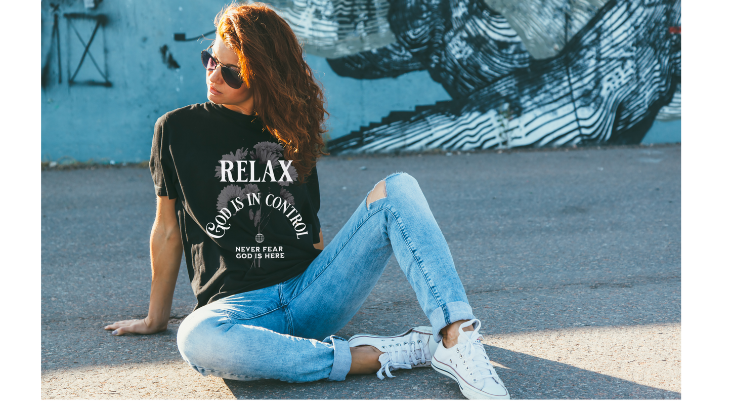 Unisex Cotton T-shirt-Relax God is in Control