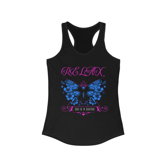 Women's Racerback Tank-Relax God is in Control