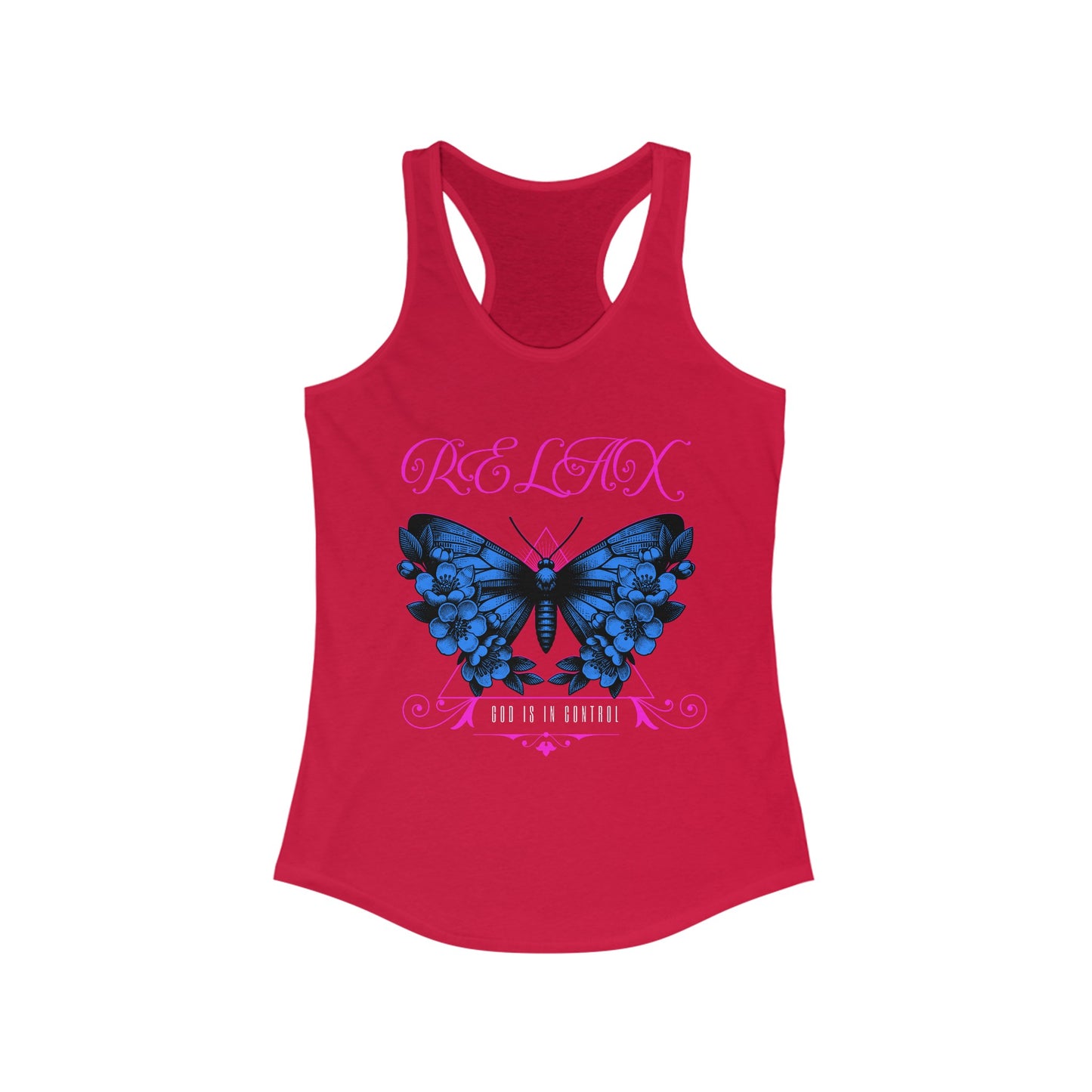 Women's Racerback Tank-Relax God is in Control