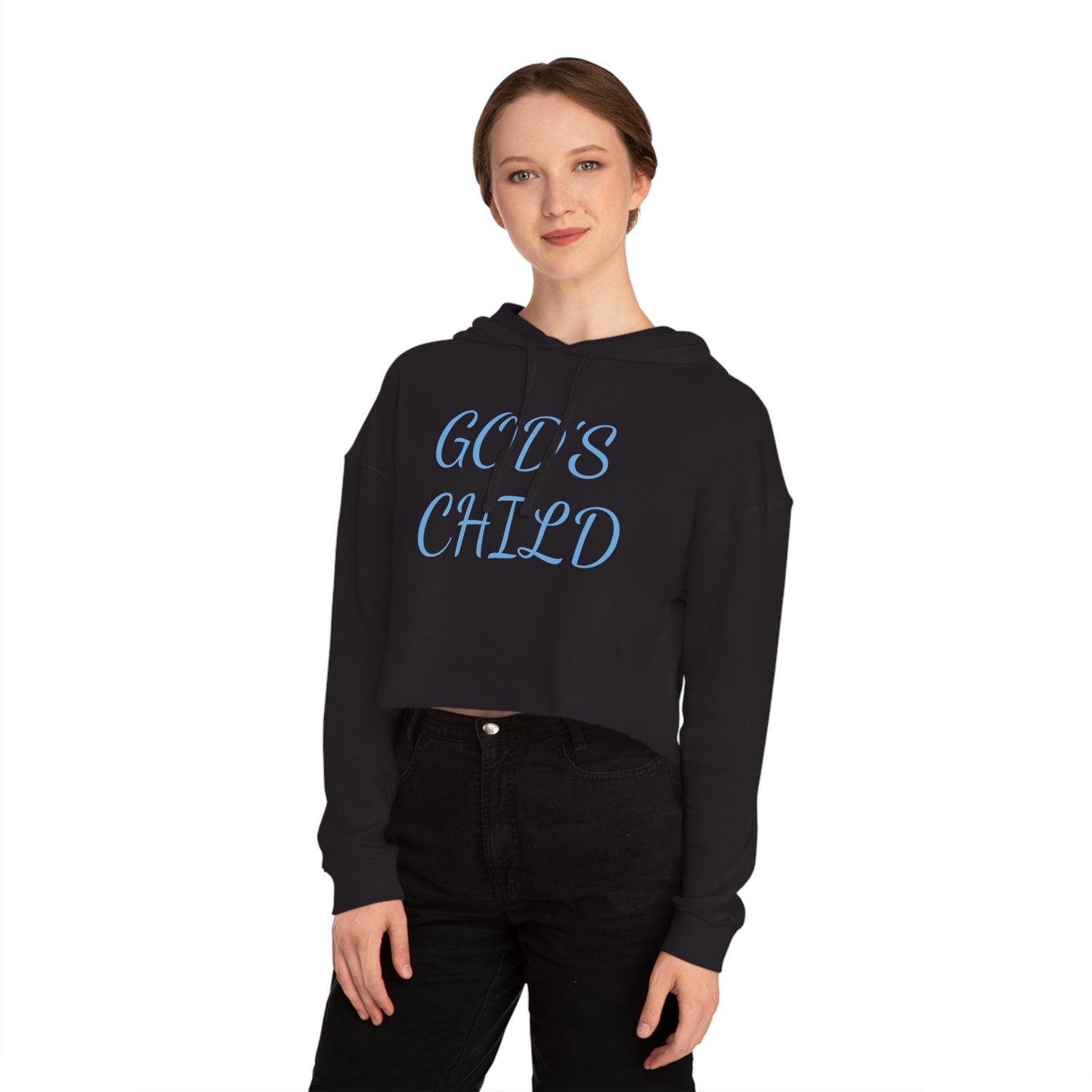 Womens Cropped Hooded Sweatshirt-God's Child