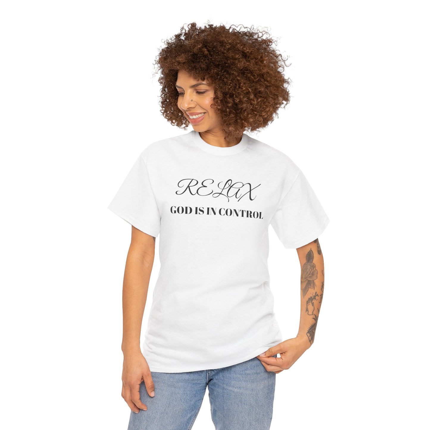 Unisex Cotton T-shirt-Relax God is in Control