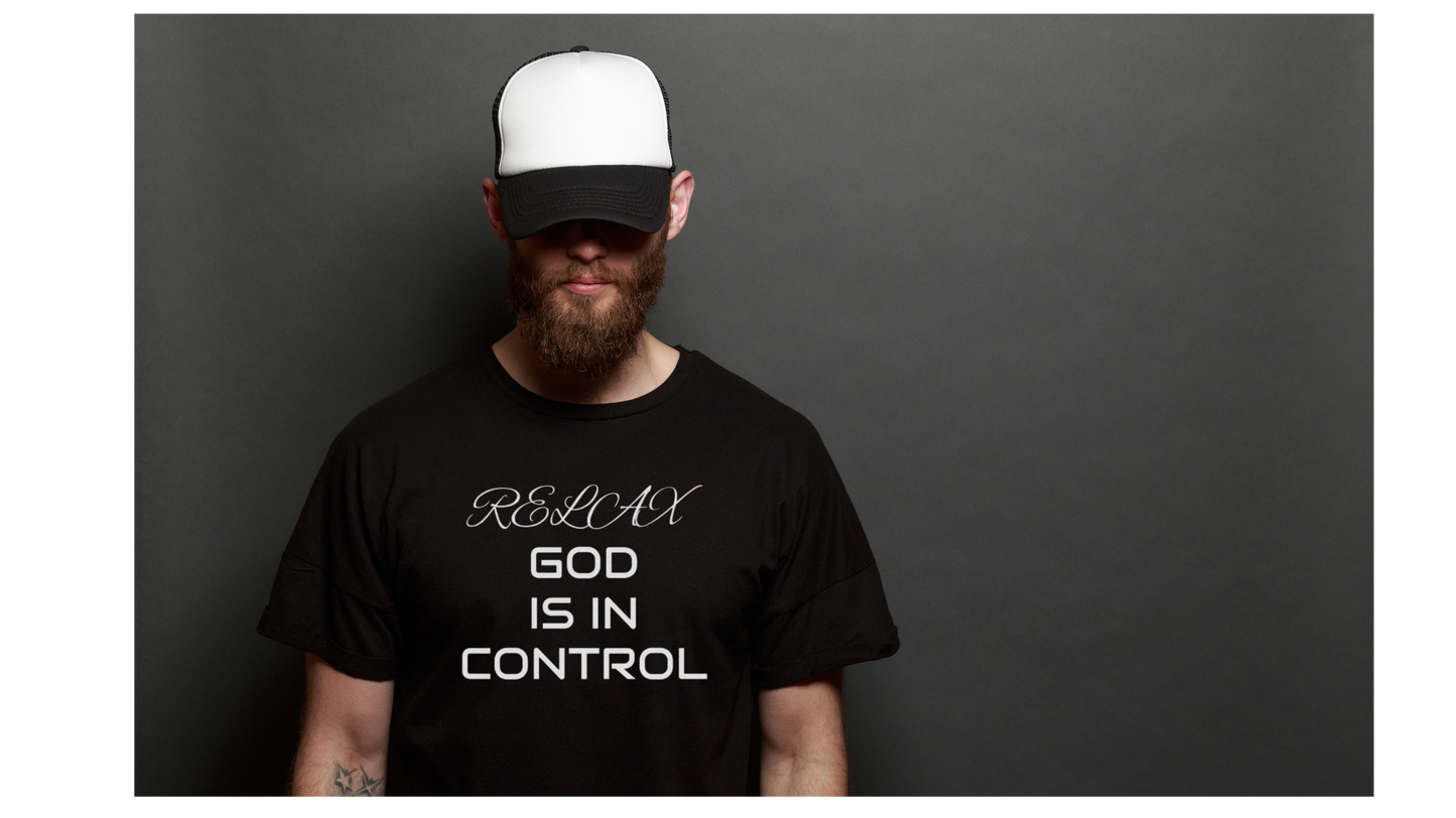 Cotton Crew T-shirt-Relax God is in Control