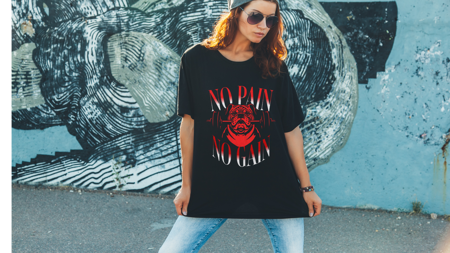 Unisex Cotton T-shirt-No Pain No Gain (#1)