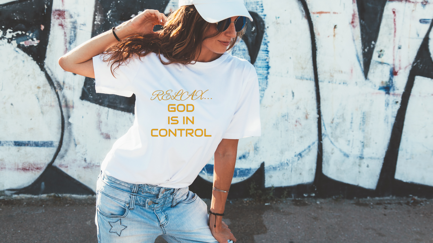 Cotton Crew Tee-Relax God is in Control