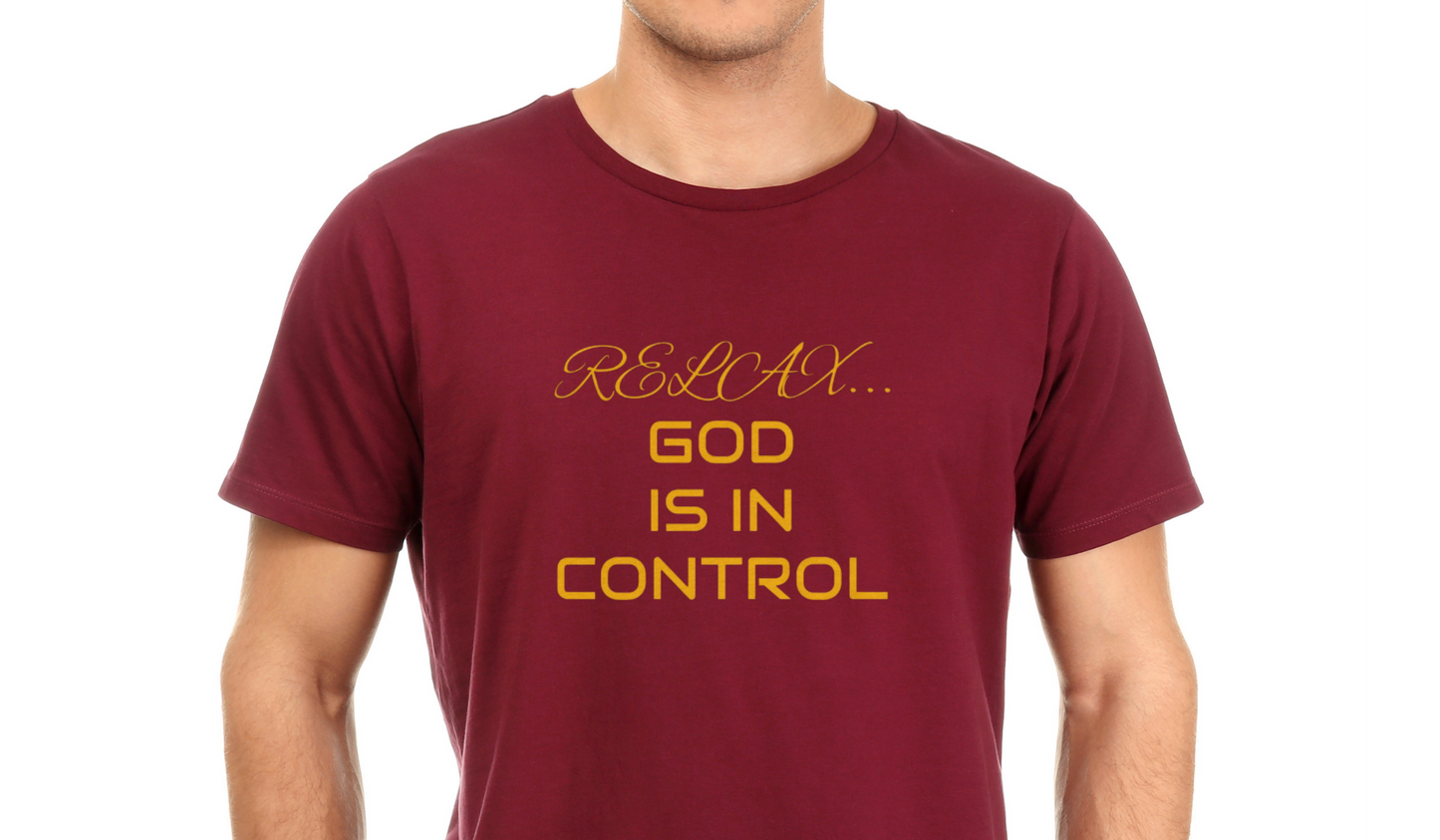 Cotton Crew Tee-Relax God is in Control