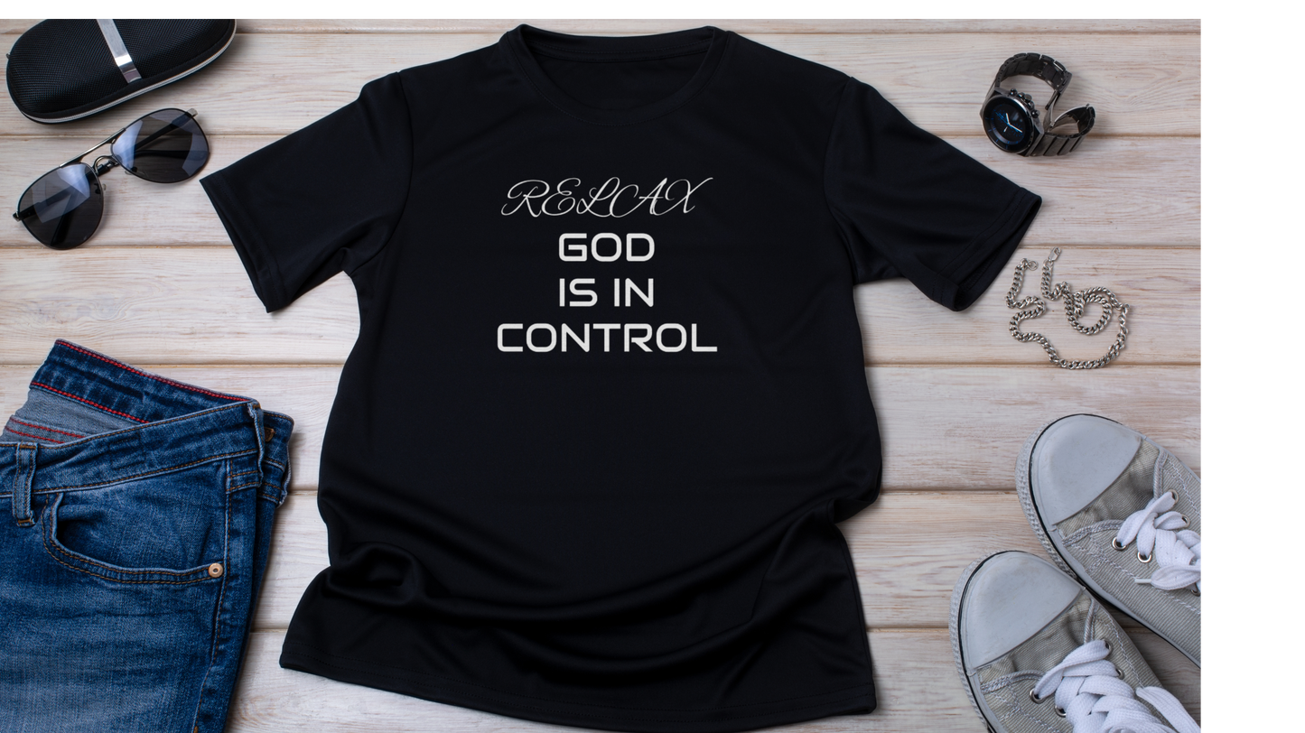 Cotton Crew T-shirt-Relax God is in Control